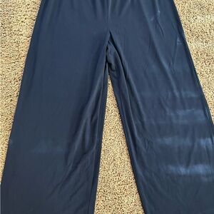 NWOT Simonton Says Womens Pull On Pant Sz LP Navy Wide Leg Palazzo Style Slacks